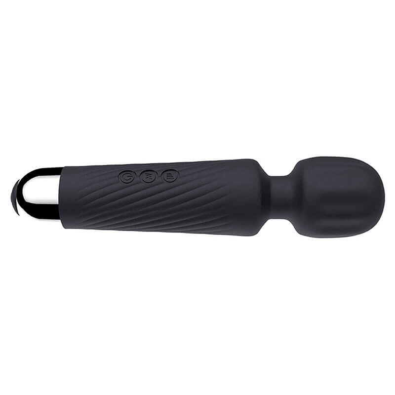 Compact Ribbed G-Spot Wand Vibrator in black textured surface detail
