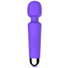 Compact Ribbed G-Spot Wand Vibrator in purple button area detail
