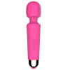 Compact Ribbed G-Spot Wand Vibrator in red button area detail