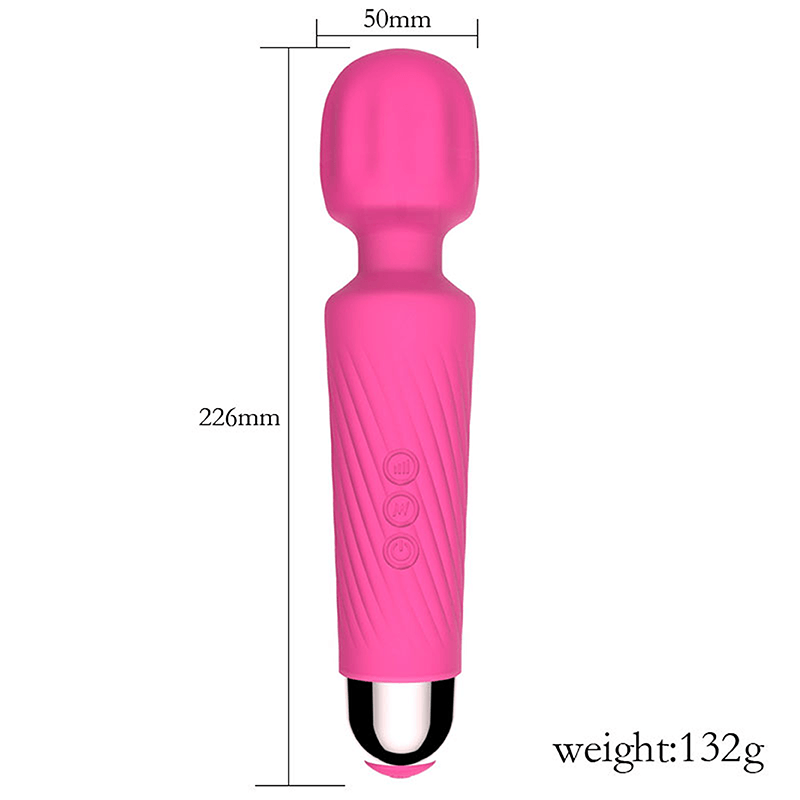 Compact Ribbed G-Spot Wand Vibrator in red G-spot tip detail