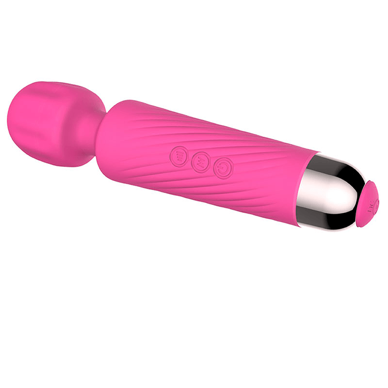 Compact Ribbed G-Spot Wand Vibrator in red textured surface detail