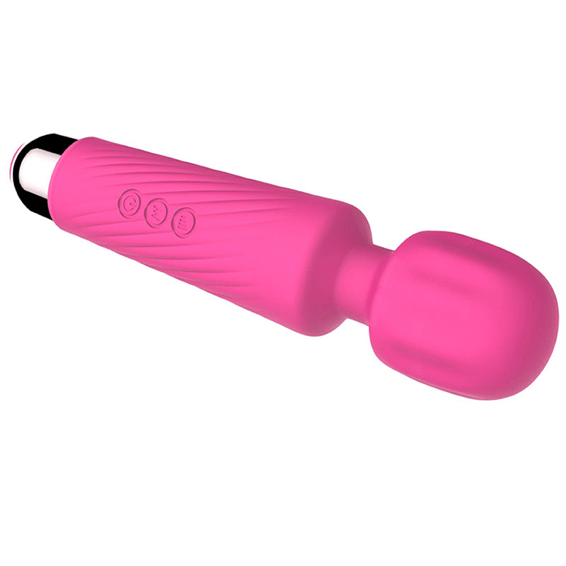 Compact Ribbed G-Spot Wand Vibrator in red ribbed texture detail
