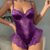 Purple lace underwire teddy bodysuit full view