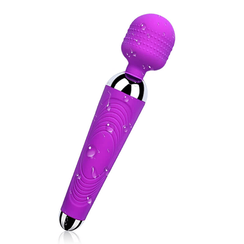 Patterned Slim G-Spot Wand Vibrator in purple G-spot tip detail