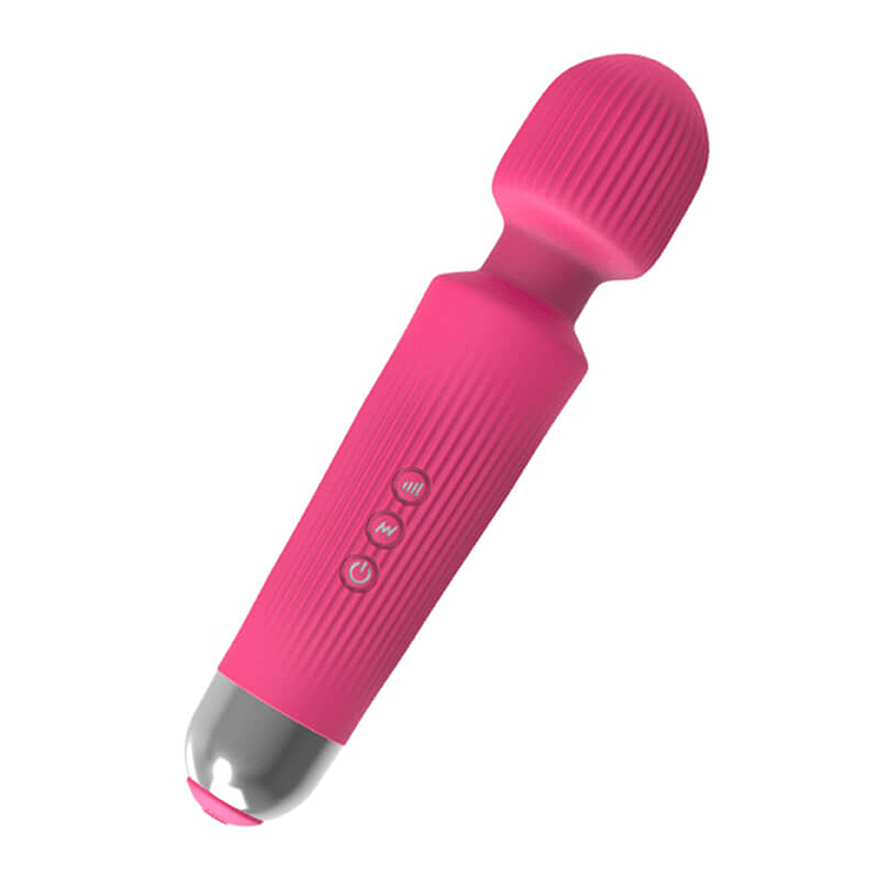 Ribbed Mini Wand G-Spot Vibrator in red ribbed texture detail