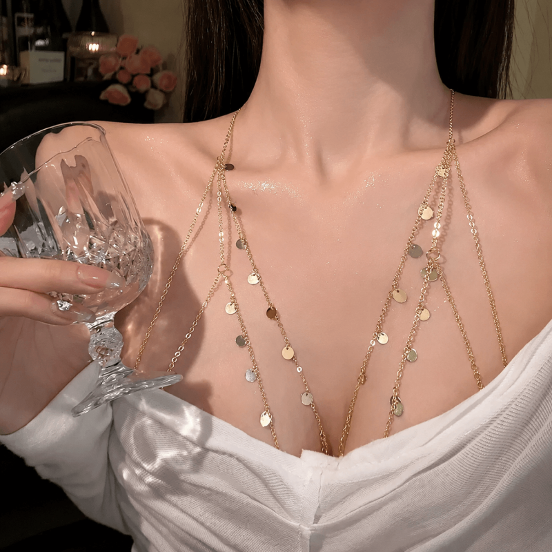 Sparkling Rhinestone Chest Body Chain