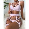 Pink Strappy Chain Garter Lingerie Set color option view