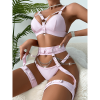 Pink Strappy Chain Garter Lingerie Set strap layout