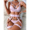 Pink Strappy Chain Garter Lingerie Set decorative detail
