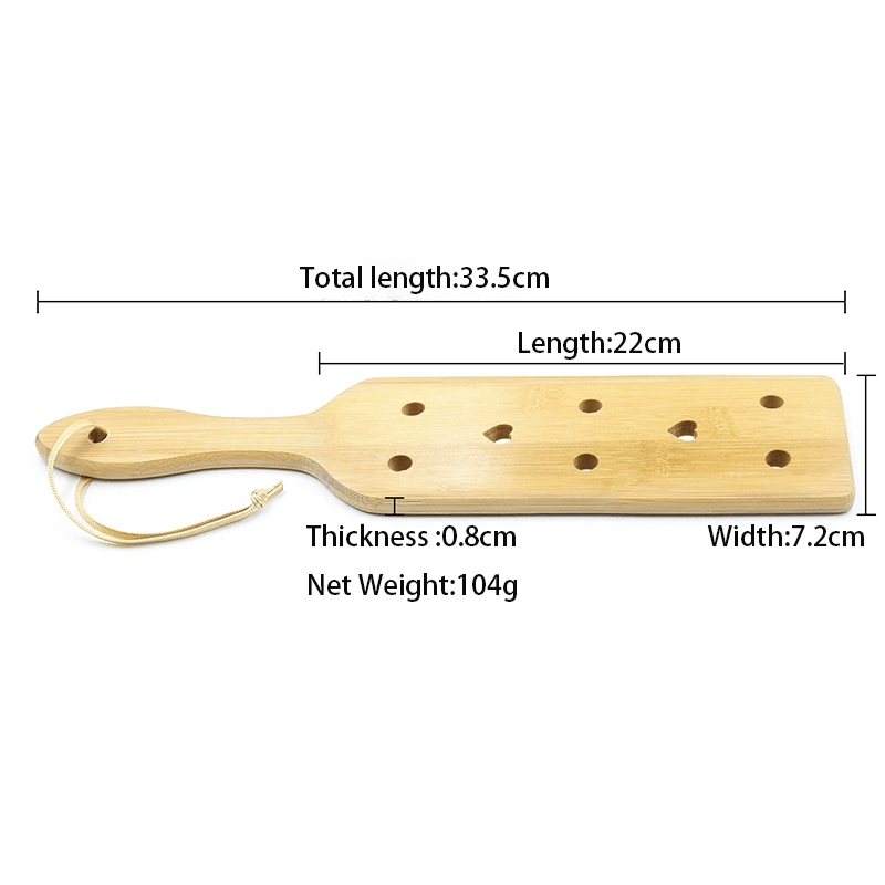 Bamboo Spanking Paddle with Heart Print style C hardware and finish detail