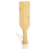 Bamboo Spanking Paddle with Heart Print style D front angle detail