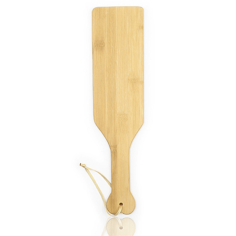 Bamboo Spanking Paddle with Heart Print style D front angle detail
