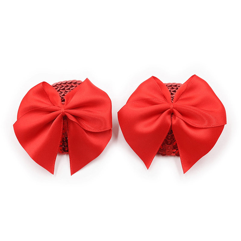 Bow Lace Tassel Nipple Pasties Set style J front angle detail