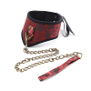 Brocade leather wrist cuff with chain leash full product view