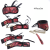 Leather wrist cuff with decorative brocade panel