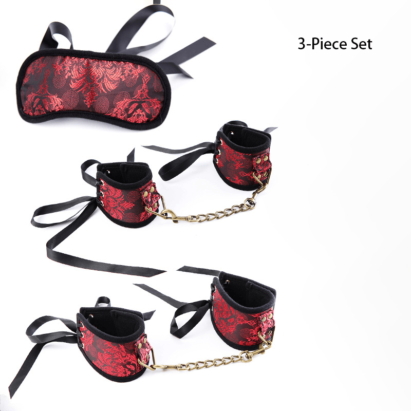 Brocade wrist cuff with chain leash style detail