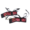 Brocade leather cuff with chain leash close view