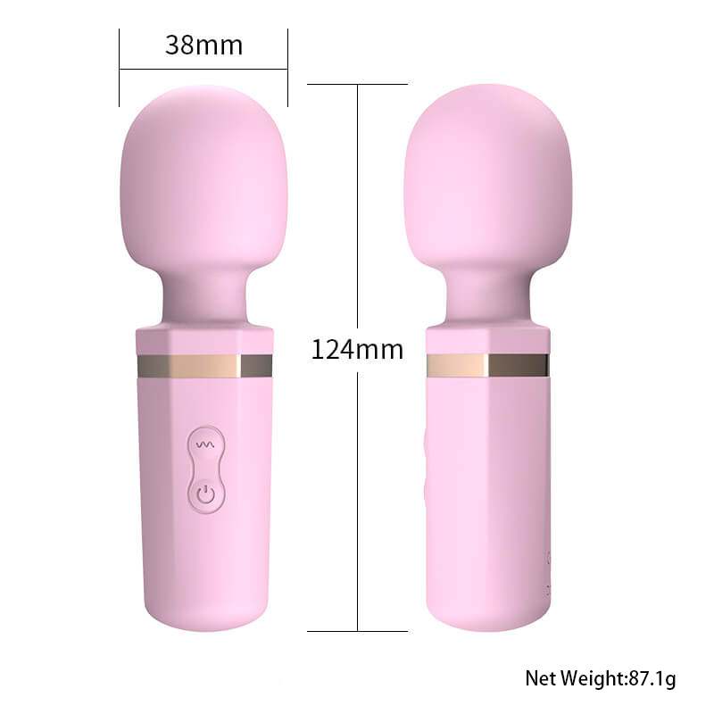 Compact Round-Head G-Spot Wand Vibrator in pink full product view