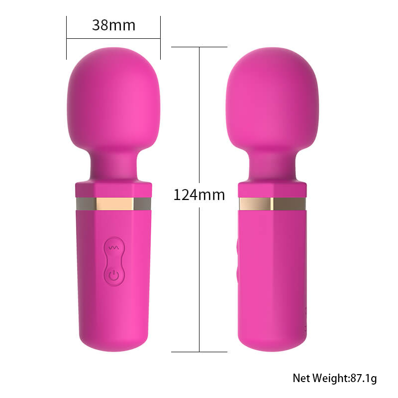 Compact Round-Head G-Spot Wand Vibrator in rose red full product view