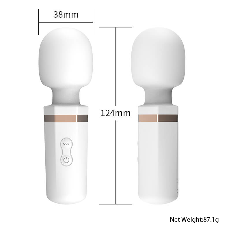 Compact Round-Head G-Spot Wand Vibrator in white full product view