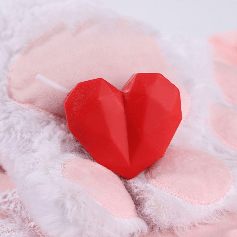 Faceted Heart Low Temperature Wax Play Candle front angle detail