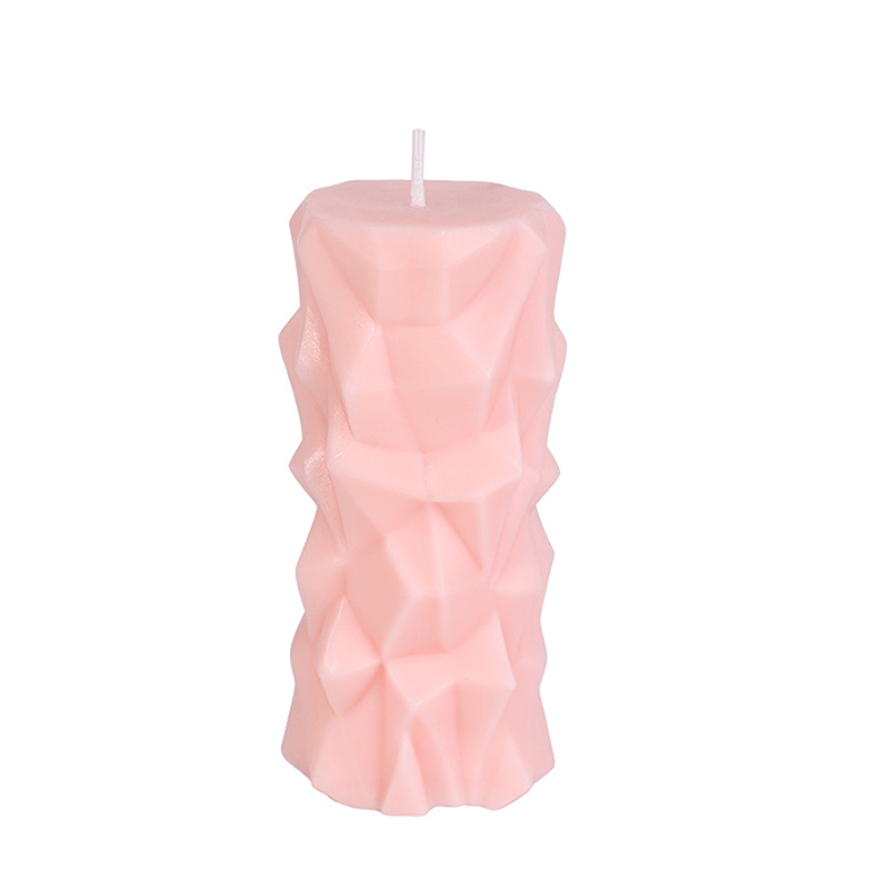 Faceted Pillar Low Temperature Wax Play Candle front angle detail