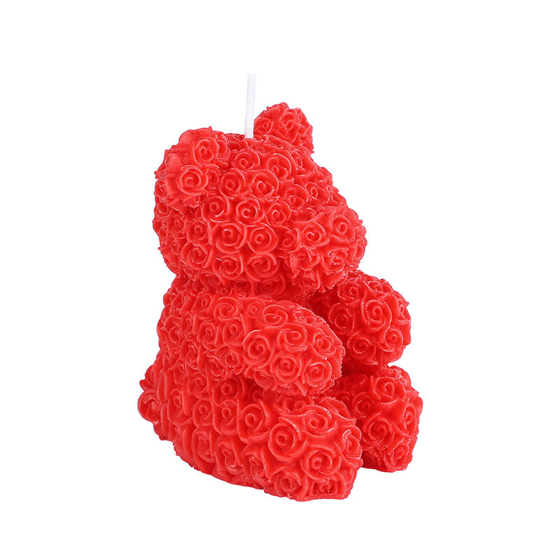 Floral Teddy Bear Low Temperature Wax Play Candle front angle detail