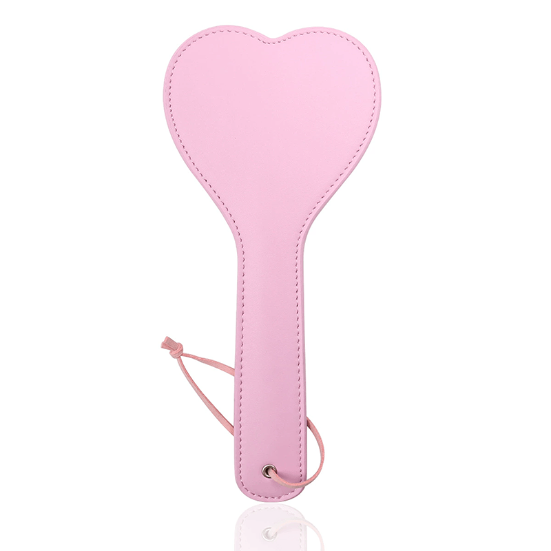 Heart Cutout Leather Spanking Paddle style H front angle detail