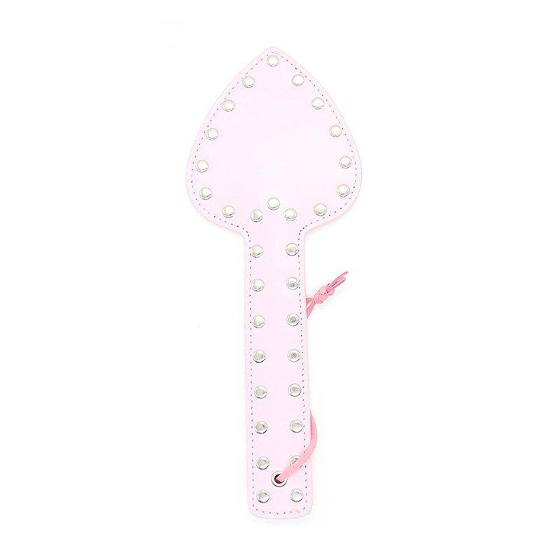 Hollow Heart Leather Spanking Paddle style C alternate angle view