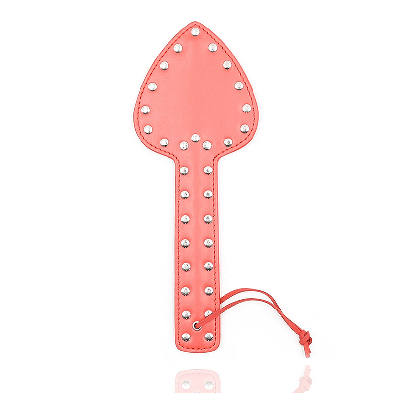 Hollow Heart Leather Spanking Paddle style D hardware and finish detail