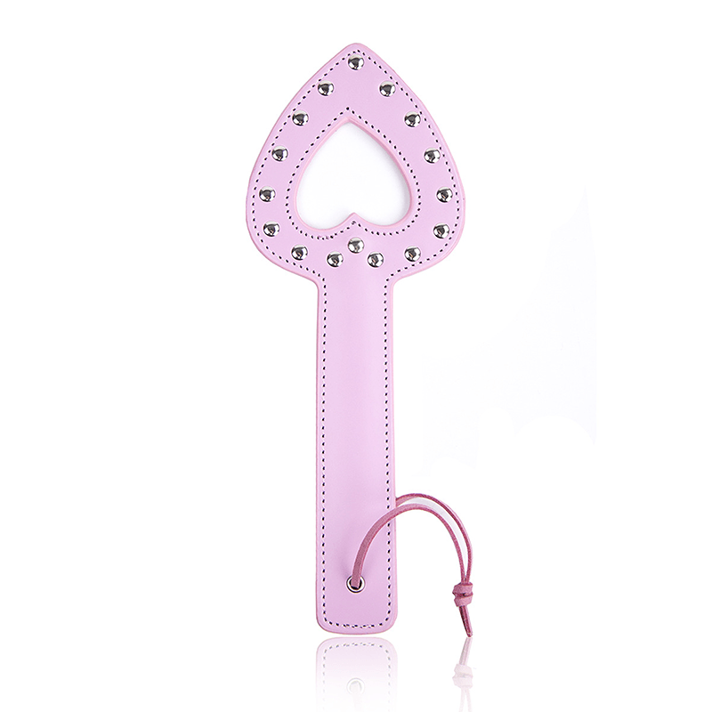 Hollow Heart Leather Spanking Paddle style G front angle detail