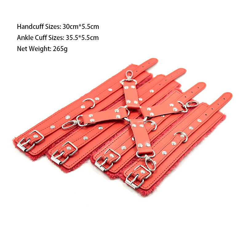 Lace Cross Wrist and Ankle Restraint Set style C front angle detail