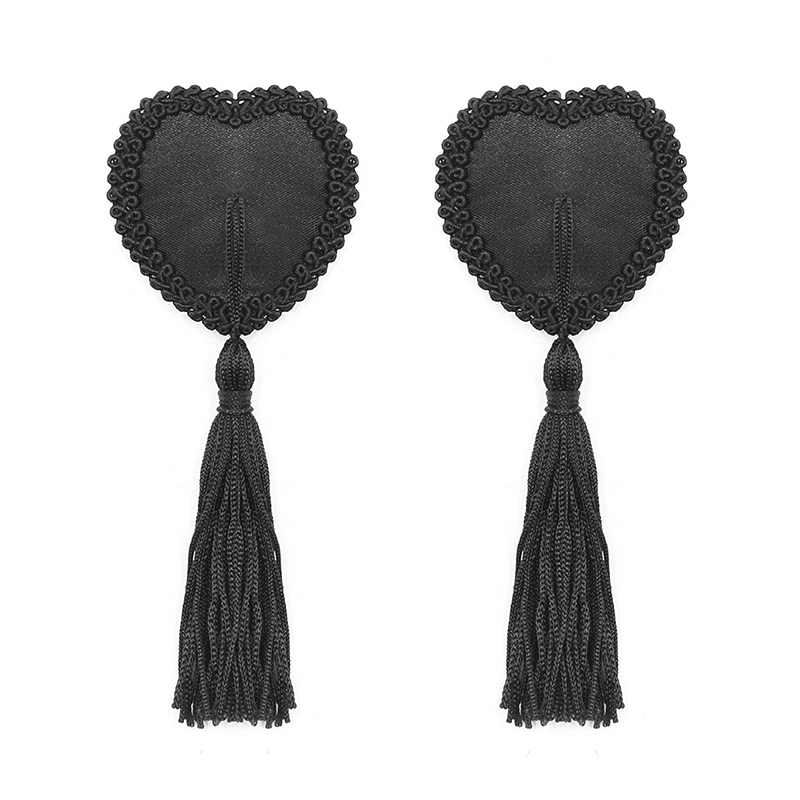 Lace Tassel Leopard Nipple Pasties Set style L front angle detail