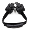 Black leather handle handcuffs for wrist restraint play