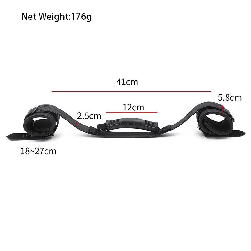 Leather handle wrist cuffs with connected restraint hardware