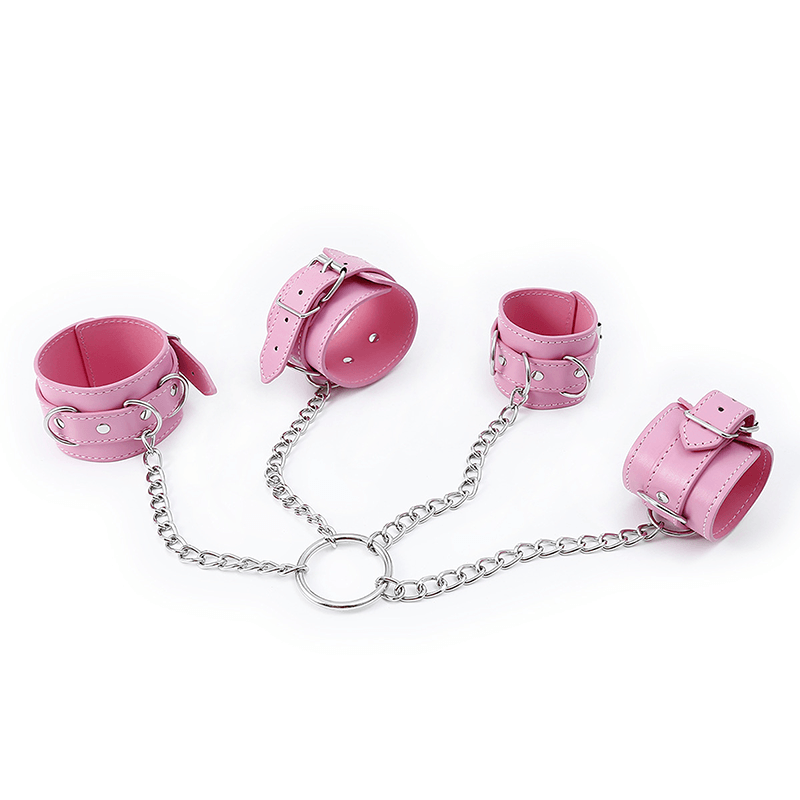 Leather Wrist and Ankle Cuffs with Chain style A main product view
