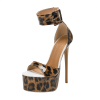 Isolated leopard platform stiletto heel from front three-quarter view