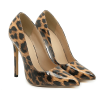 Pair of leopard pointed toe stiletto pumps in isolated product view