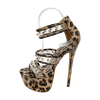 Single leopard studded platform heel isolated in side profile