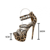 Leopard platform heel side view with dimension guide