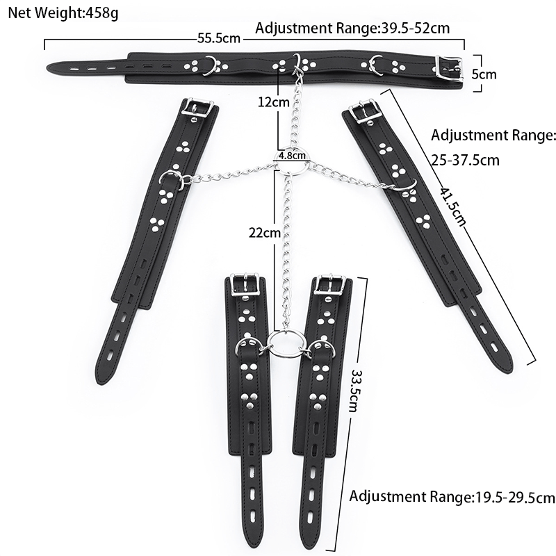 Locking Leather Wrist Ankle Neck Restraint Set alternate angle view