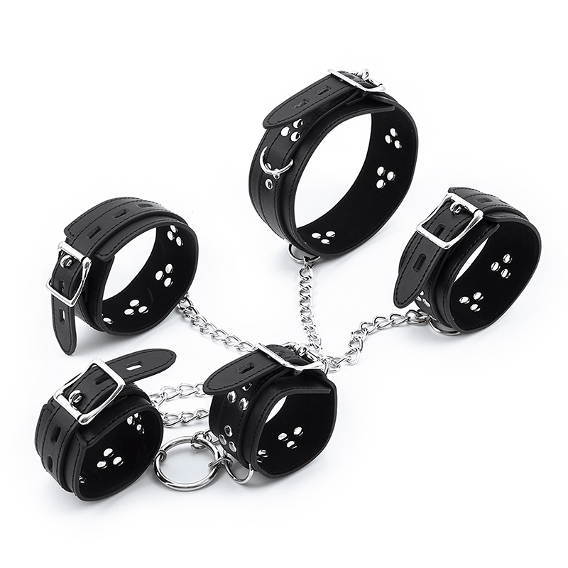 Locking Leather Wrist Ankle Neck Restraint Set style option view