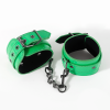 Locking Leather Wrist Cuffs with Chain hardware and finish detail 2