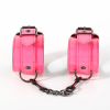 Locking Leather Wrist Cuffs with Chain detail view for shoppers