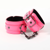 Locking Leather Wrist Cuffs with Chain alternate angle view