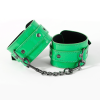 Locking Leather Wrist Cuffs with Chain full gallery view