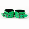 Locking Leather Wrist Cuffs with Chain side view detail