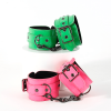 Locking Leather Wrist Cuffs with Chain front angle detail