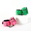 Locking Leather Wrist Cuffs with Chain side view detail 2