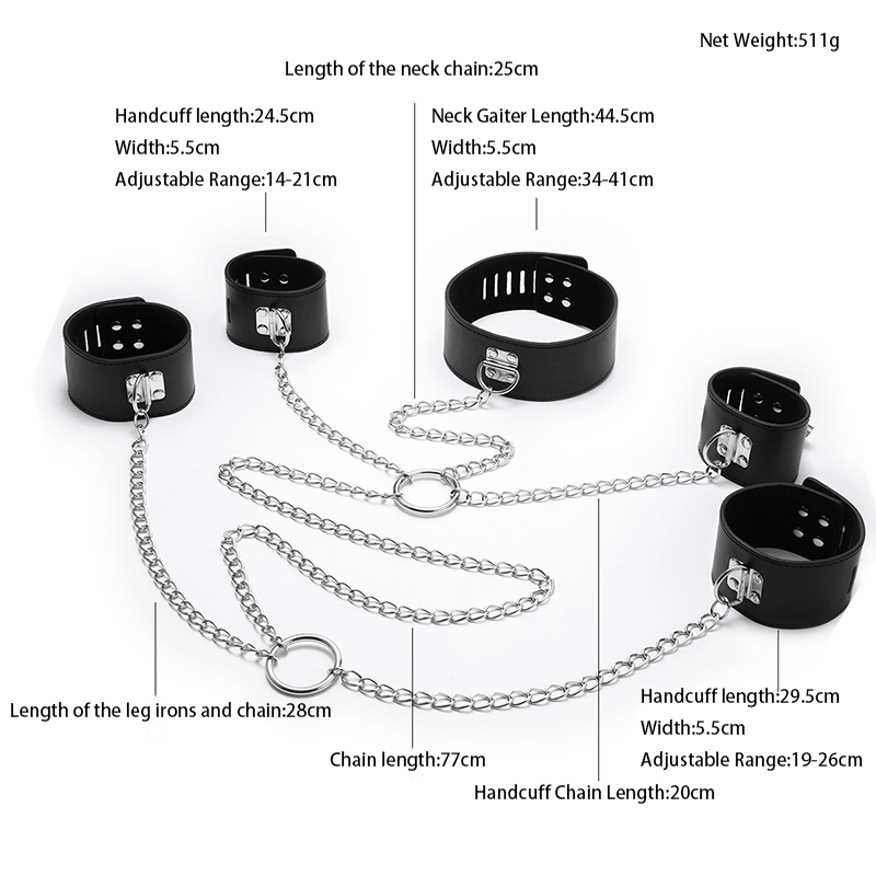Locking Wrist Ankle Neck Chain Restraint Set style option view